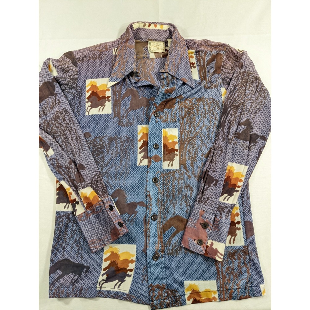Vintage 70s Custom Tailored Knits Western horse Long Sleeve light XS/S (M Tag